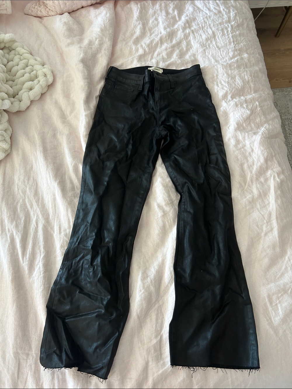 L'AGENCE Black Faux-Leather Flare Jeans